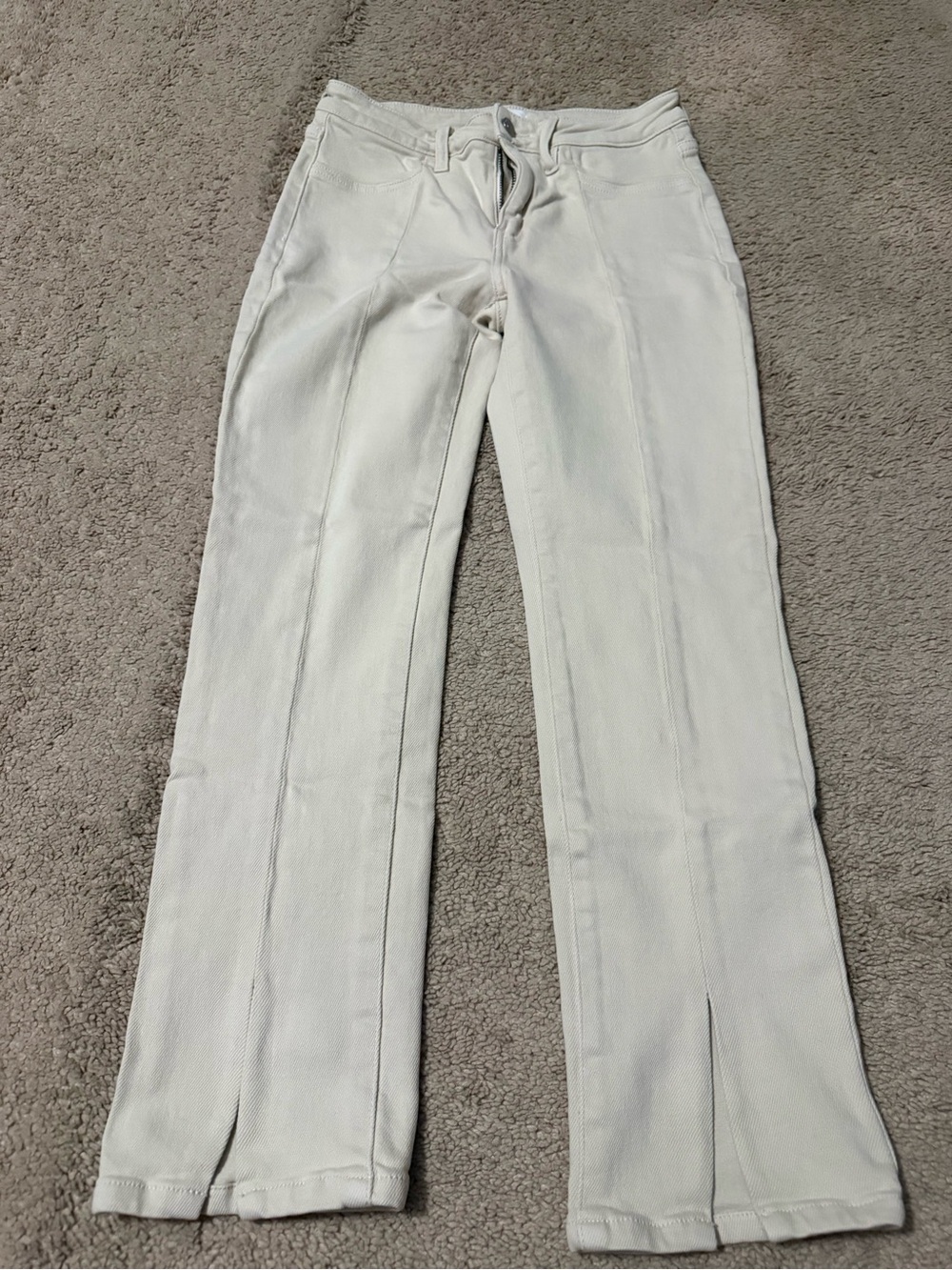 KanCan Ivory Wide-Leg Jeans with Front Crease
